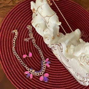 Necklace & earring set pink purple gold stud earrings pretty set